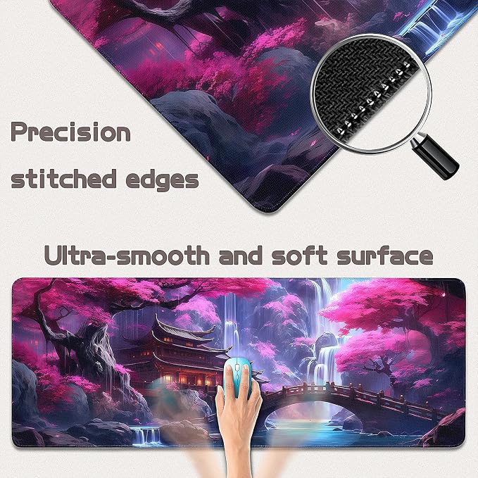 Gaming Mouse Pad - (31.5"×11.8") Japanese Anime Large Mouse Pads for Desk - Desk Mat for Keyboard and Mouse with Non-Slip Base, Desks Pad Matfor Game/Office & Home - Image 2