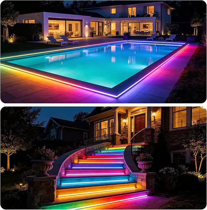 PAUTIX IP67 Waterproof RGB Smart IC COB LED Strip Light, Chasing Color RGB COB LED Lights, UL-Listed Addressable 24V Multicolor 16.4ft, for Outdoor Indoor Lighting Projects(Without Controller&Adapter) - Image 5