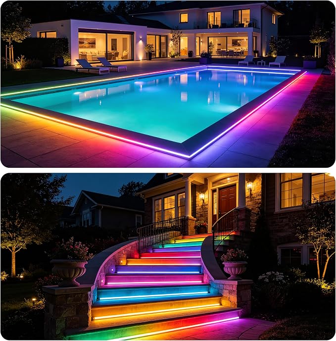 PAUTIX IP67 Waterproof RGB Smart IC COB LED Strip Light, Chasing Color RGB COB LED Lights, UL-Listed Addressable 24V Multicolor 32.8ft, for Outdoor Indoor Lighting Projects(Without Controller&Adapter) - Image 5