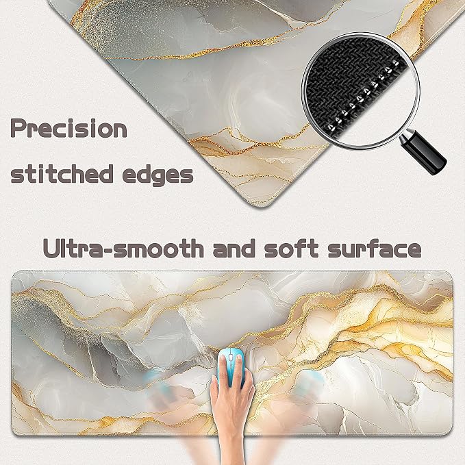 Gaming Mouse Pad - (31.5"×11.8") Marble Large Mouse Pads for Desk - Desk Mat for Keyboard and Mouse with Non-Slip Base, Desks Pad Matfor Game/Office & Home - Image 3