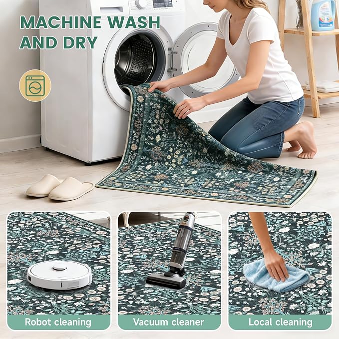 Office Chair Mat for Hardwood Tile Floor, 36"x48"Anti-Slip Under Desk Carpet Protector for Rolling Computer Chair Mat, Machine Washable Office Area Carpet (Chenille,Vibrant Green) - Image 2
