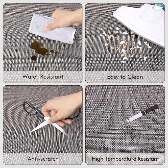 Blvornl Office Chair Mat for Hardwood Floor, Computer Chair Mat, 45"x 53" | Waterproof, easy to clean, suitable for hardwood, laminate, Rattan Woven Pattern, Durable Solid PVC Material, Dark Grey - Image 4