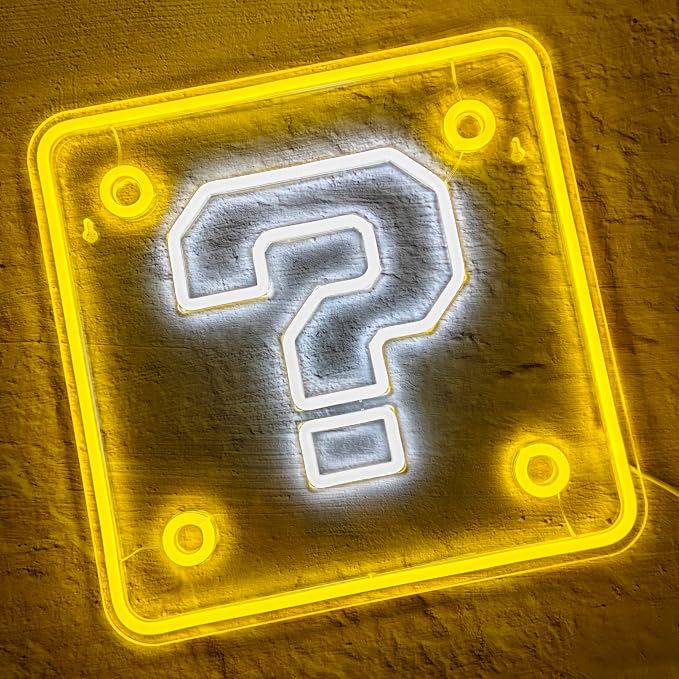 Question Block Neon Sign,Dimmable Question Square Neon Light for Game Room,Man Cave,Kids Room Wall Decor,USB Powered Led Night Lights Gamer Gifts for Boys, Kids - Image 4
