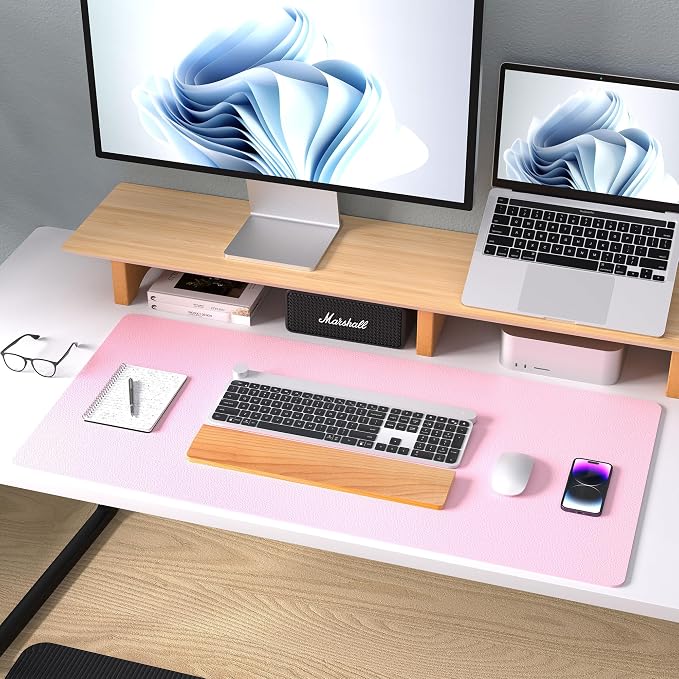 Aothia Leather Desk Pad Protector, Mouse Pad, Office Desk Mat, Non-Slip PU Leather Desk Blotter, Laptop Desk Pad, Waterproof Desk Writing Pad for Office and Home (36" x 17", Fairy Pink) - Image 9