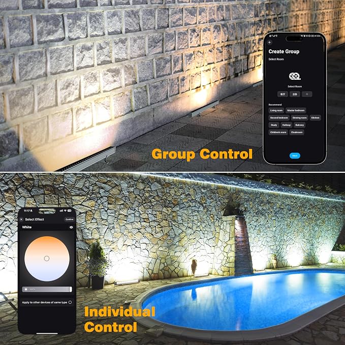 Smart LED Light Bar 20" – WiFi App & Remote Controlled RGB Wall Washer, 2700K-6500K Tunable White, 100% Dimmable IP65 Waterproof Outdoor Light Fixture, Voice Control, for Patio Garden Stage - Image 5