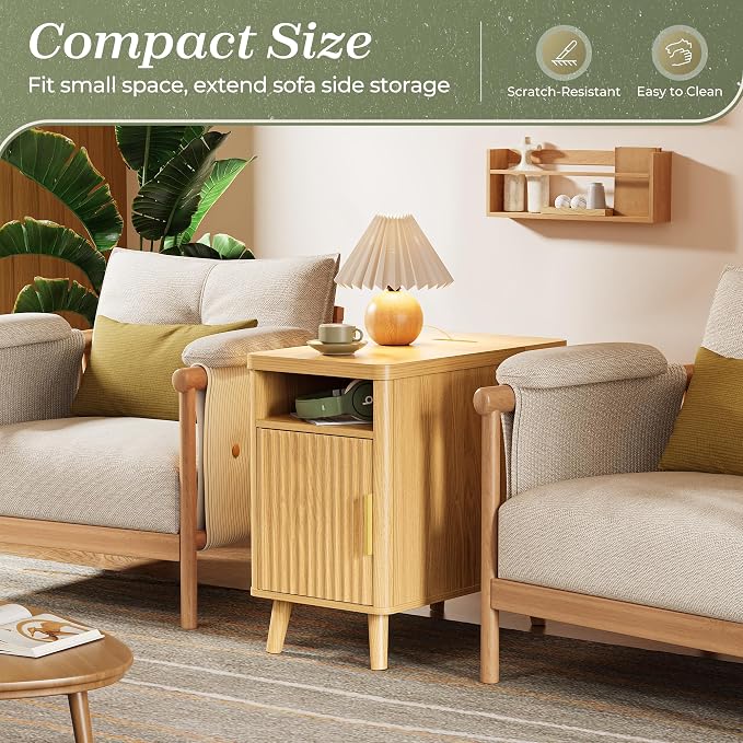 Huuger Narrow End Table with Charging Station, USB-C Port - Image 3