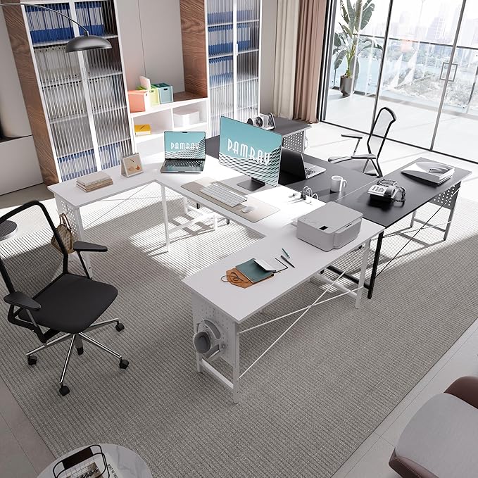 Pamray 71 Inch Large Gaming Desk with Power Outlets U Shaped Computer Desk | Spacious Workspace with USB Charging Ports & Pegboard & Headphone Hooks Suitable for PC Gaming Office Work Study and Writing - Image 7