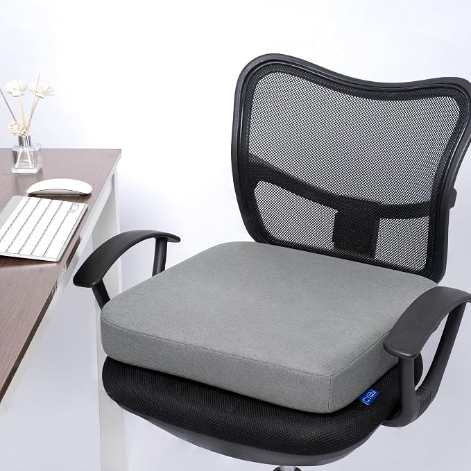 CYLEN Ifoam Memory Foam Layer Wheelchair Cushion - Seat Cushion for Wheelchair-Office Chair, Kitchen Chair-Pressure Sore and Tailbone Pain Relief-High Dense Polyfoam Base (Grey, 18×16×3 inch) - Image 7