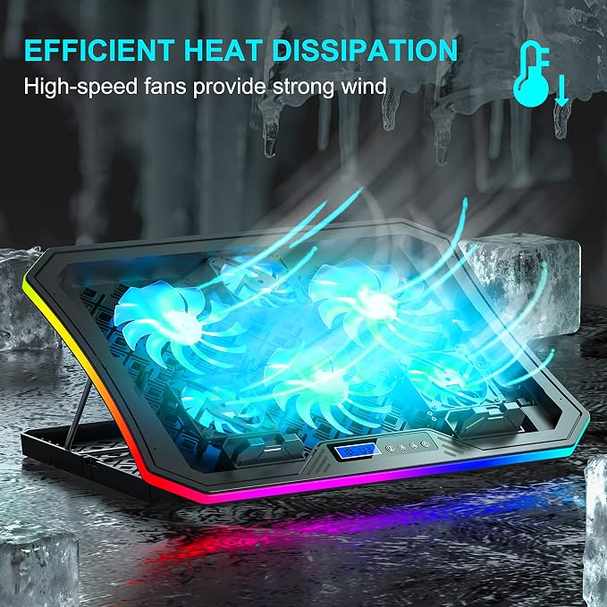 TopMate C12 Laptop Cooling Pad RGB Gaming Notebook Cooler for Desk/Lap Use - Image 2