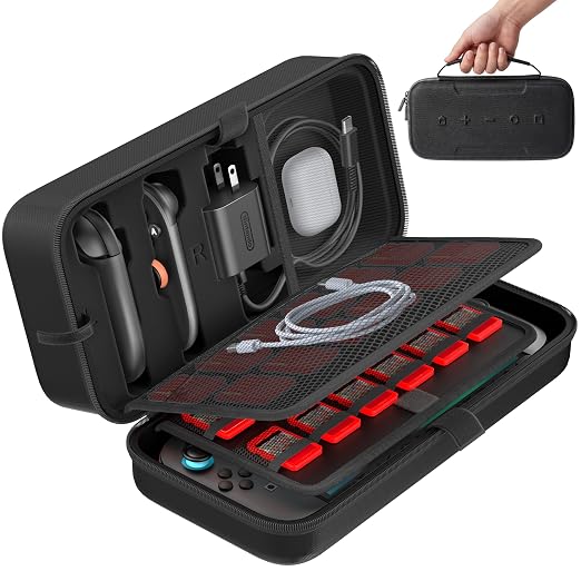 OIVO Carrying Case Compatible with 2025 Nintendo Switch2, Portable Switch Travel Carry Case Fit for Joy-Con & Adapter Hard Shell Protective Pouch Bag with 24 Game Slots, Black For N DS Cases & Storage by OIVO