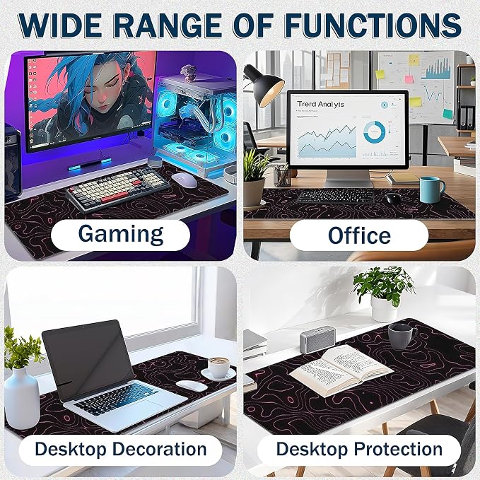 Mouse Pad Gaming - Desk Mat for Keyboard and Mouse - Large Mouse Pads for Desk, Gaming Mousepad with Non-Slip Base, Desks Pad (31.5" X 11.8") for Game, Office and Home - Image 5