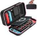 Switch OLED Carrying Case Compatible with Nintendo Switch & OLED, Portable Switch Travel Carry Case Fit for Joy-Con and Adapter, Hard Shell Protective Switch Pouch Bag with 20 Games, Pink by OIVO