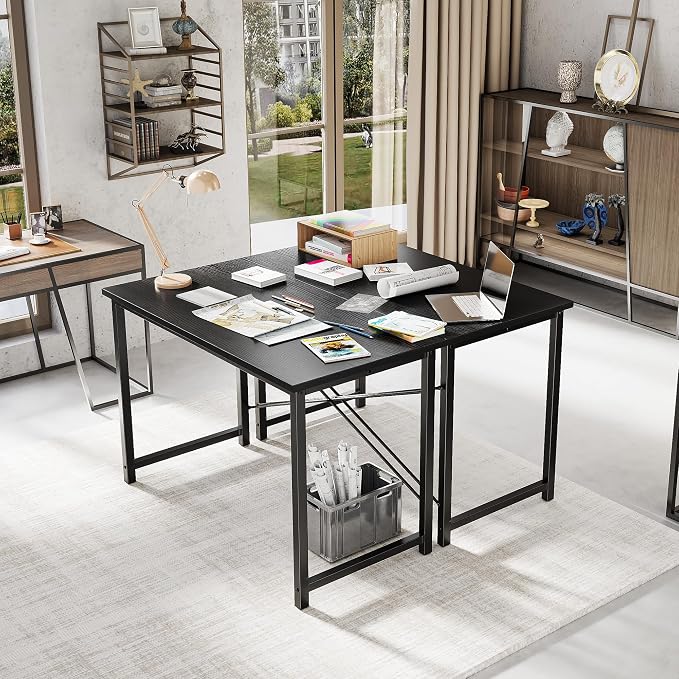 OLIXIS 44 Inch Computer Office Desk for Small Spaces, Writing Gaming Work Desk Modern Study Table with Metal Frame Home Bedroom, Black - Image 4