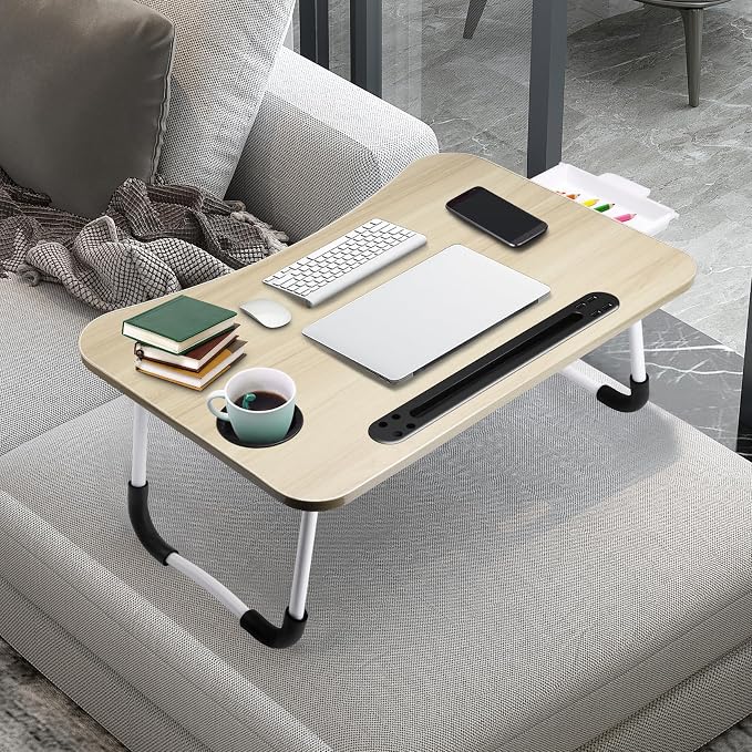 Slendor Bed Desk for Laptop and Writing with Storage, Cup Holder, Light - Image 8