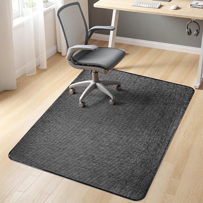Sycoodeal Office Chair Mat for Hardwood & Tile Floor,Computer Gaming Chair Mat for Rolling Chairs Non-Curve, Anti-Slip, Heavy Duty Floor Protector for Home Office,Dark Black (48" x 55") by SYCOODEAL
