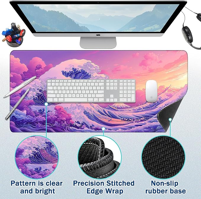 Mouse Pad Gaming - Desk Mat for Keyboard and Mouse - Large Mouse Pad for Desk, Mousepad (35.4" X 15.7") with Non-Slip Base, Desks Pad Mat Office and Home - Image 2