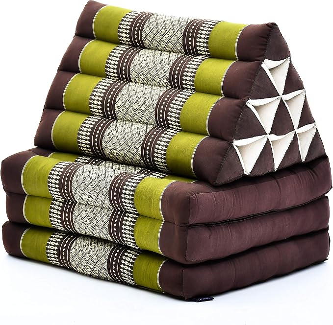Leewadee - Comfortable Japanese Floor Mattress Used As Thai Floor Bed with Triangle Cushion, Futon Mattress Or Thai Massage Mat, 67 x 21 inches, Brown Green - Image 3