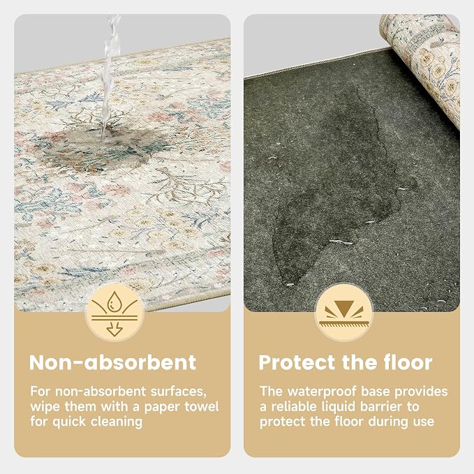 Office Chair Mat for Hardwood Tile Floor, 36"x48"Anti-Slip Under Desk Carpet Protector for Rolling Computer Chair Mat, Machine Washable Office Area Carpet (Chenille,Buttery Yellow) - Image 5