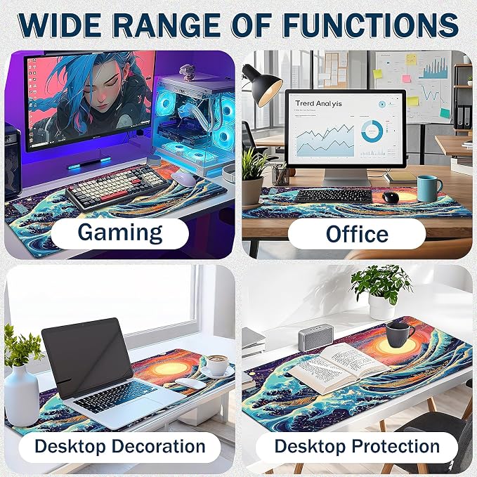 Mouse Pad Gaming - Desk Mat for Keyboard and Mouse - Large Mouse Pad for Desk, Mousepad (35.4" X 15.7") with Non-Slip Base, Desks Pad Mat Office and Home - Image 5