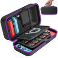 OIVO Switch 1 Carrying Case Compatible with Nintendo & OLED, Portable Switch Travel Carry Case Fit for Joy-Con and Adapter, Hard Shell Protective OLED Pouch Bag with 20 Games, Purple by OIVO