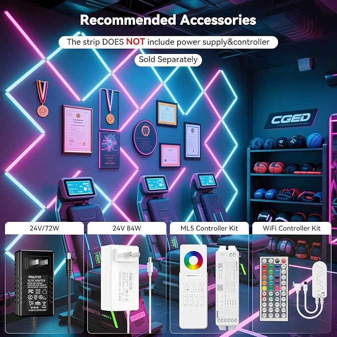 PAUTIX RGB COB LED Strip Light,UL Listed 24V Color Changing LED Strip Lights,Multicolor Flexible Tape Light for Cabinet,Room,Bedroom,Party DIY Lighting Projects(Power Supply & Controller Not Included) - Image 3