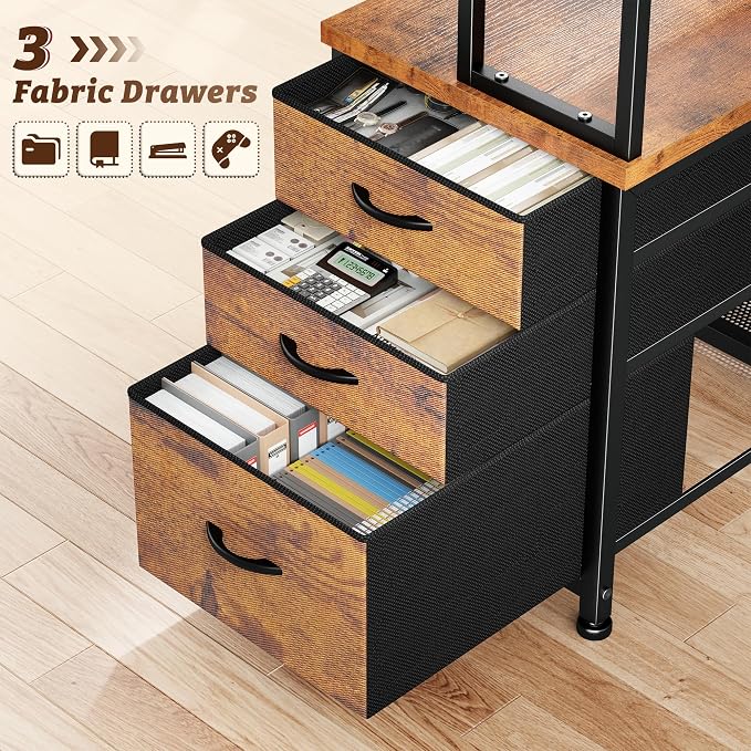 DurayLoly 55"Computer Desk with 3 Drawers & Shelf for Bedroom & Home Office - Image 7