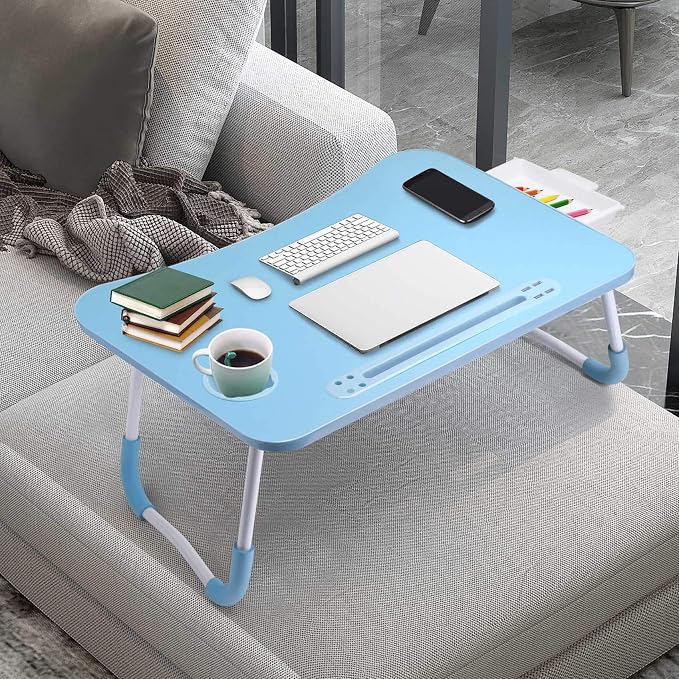 Slendor Bed Desk for Laptop and Writing with Storage, Cup Holder, Light - Image 8