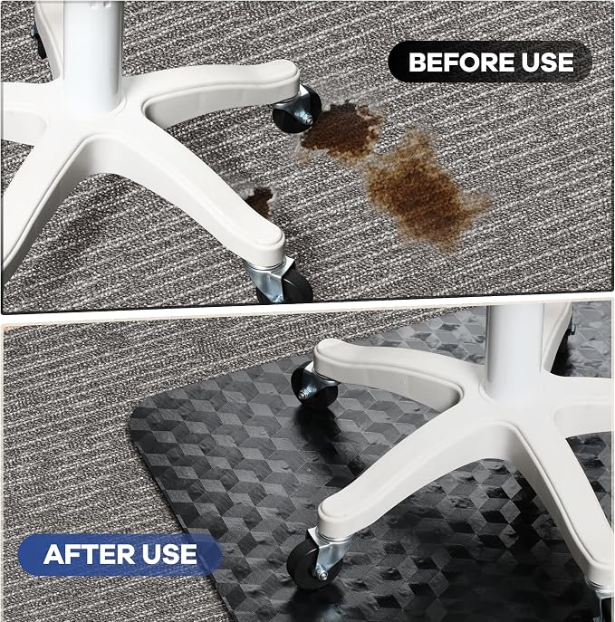 BesWin Office Chair Mat for Carpet, 48" x 30" Computer Desk Chair Mat for Low Carpeted Floors, Thick and Sturdy Carpet Protector for Rolling Chairs, Easy Glide Floor Mat for Home, Gaming (Black) - Image 4