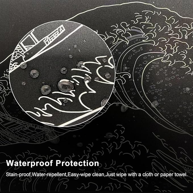MEWOOCUE® Gaming Mouse Pad,Large Mousepad,XXL Keyboard Mat,Desk Protector | Waterproof,Non-Slip,Anti-fray edges,31.5"x11.9"Anime Black White Japanese Mouse Pads for Computer Laptop Desktop Game Office - Image 4
