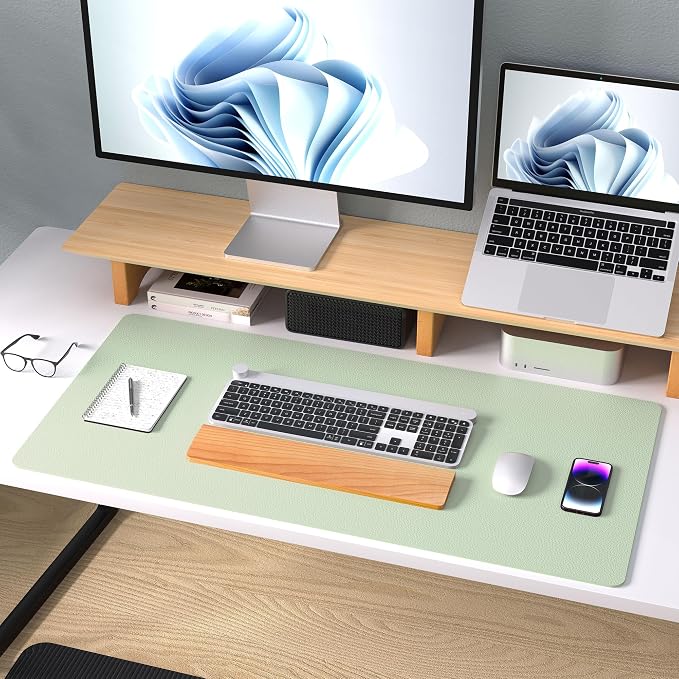 Aothia Large PU Leather Desk Pad Protector – Non-Slip Mouse Pad & Writing Mat for Office/Home, Waterproof, Easy to Clean (36" x 17", Aqua) - Image 8
