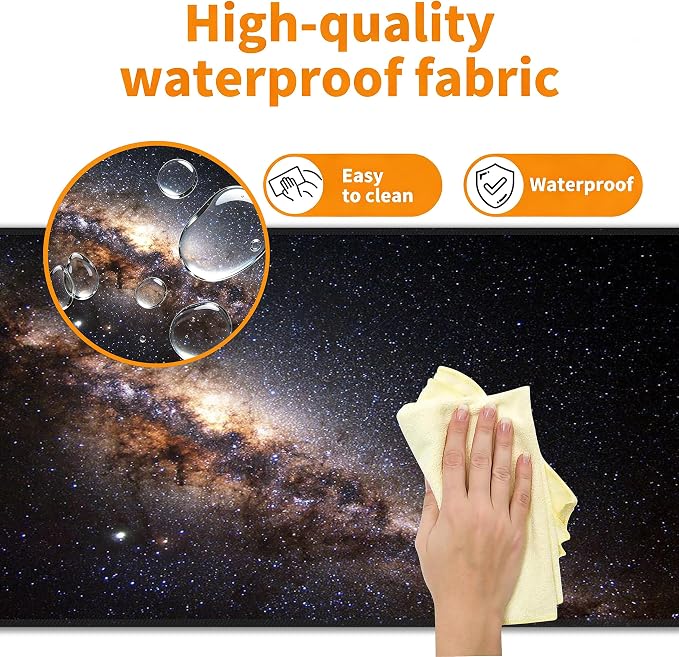 Galaxy Space Desk Mat, XL 31.5"x11.8" Large Mouse Pad, Starry Sky Extended Gaming Mouse Mat,Non-Slip Rubber Base Waterproof with Stitched Edges for Gaming Office Home Decor - Image 4