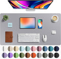 Aothia Faux Leather Desk Mat - Large Mouse Pad, Non-Slip PU Leather Blotter, Waterproof Writing Surface for Office and Home (Light Grey, 40" x 24") by AothiaSimpleNaturalUnique