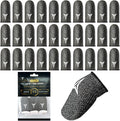 30 Pack Black,Silver Fiber Gaming Finger Sleeves for Mobile Gaming by NUOZME