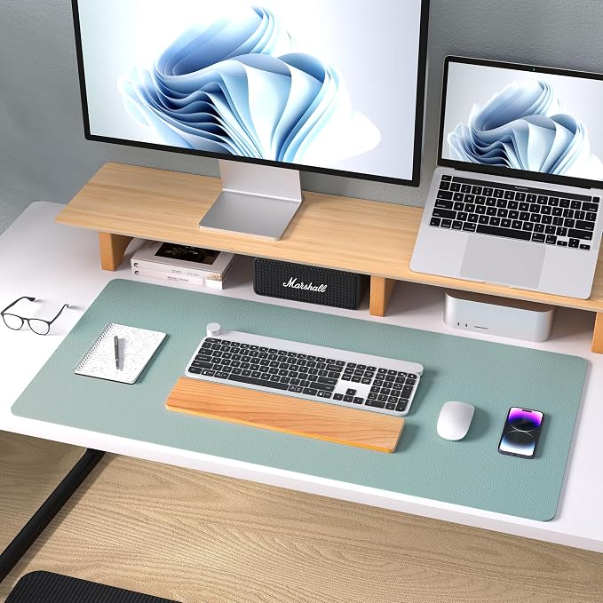 Aothia Leather Desk Pad Protector, Mouse Pad, Office Desk Mat, Non-Slip PU Leather Desk Blotter, Laptop Desk Pad, Waterproof Desk Writing Pad for Office and Home (23.6" x 13.7", Light Blue) - Image 9
