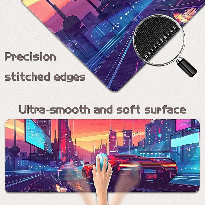 Gaming Mouse Pad - (31.5"×11.8") Sports Car Large Mouse Pads for Desk - Desk Mat for Keyboard and Mouse with Non-Slip Base, Desks Pad Matfor Game/Office & Home - Image 2