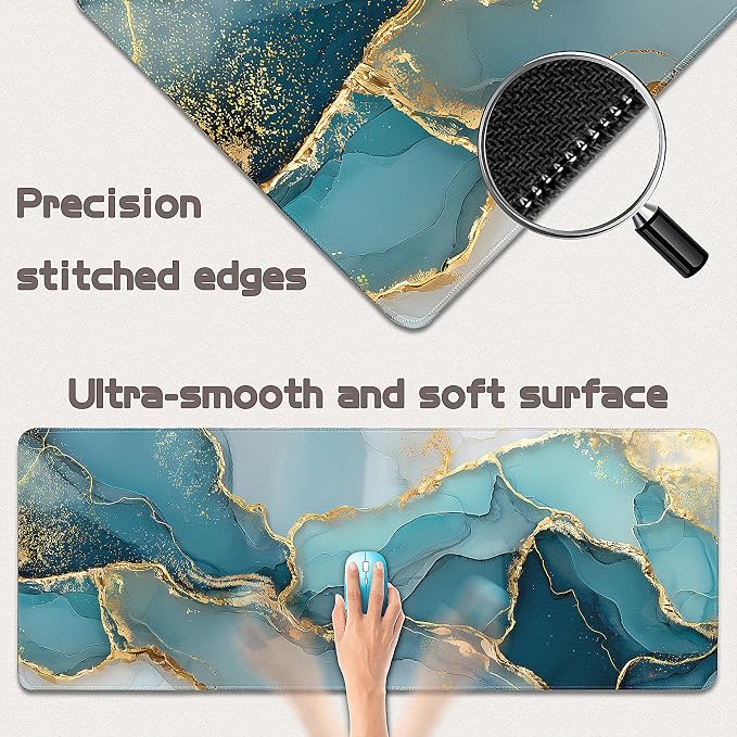 Gaming Mouse Pad - (31.5"×11.8") Marble Large Mouse Pads for Desk - Desk Mat for Keyboard and Mouse with Non-Slip Base, Desks Pad Matfor Game/Office & Home - Image 2