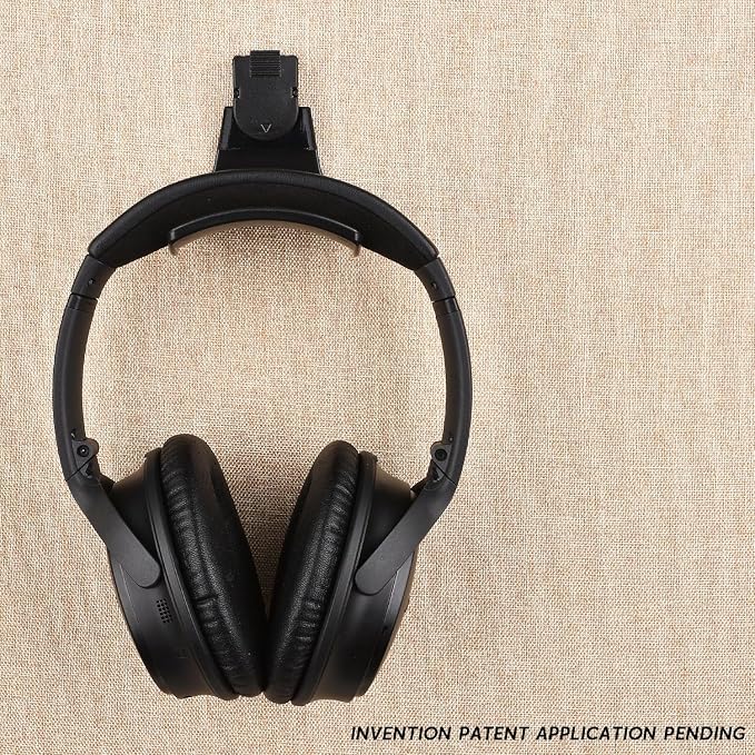 Fabric Wall Headphone Stand for Office, Cubicle Headphone Holder for Work Decor, Space-Saving Hanger Cubicle Accessories for Women Men Desk Organizer, Black (1 Pack) - Image 4