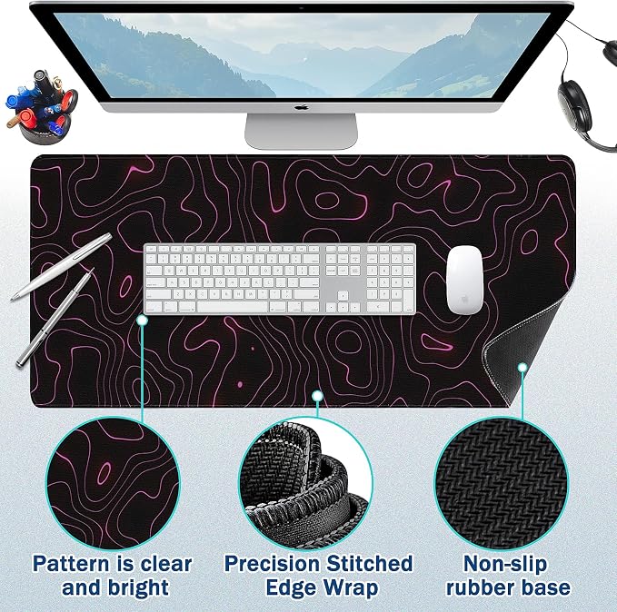Mouse Pad Gaming - Desk Mat for Keyboard and Mouse - Large Mouse Pads for Desk, Gaming Mousepad with Non-Slip Base, Desks Pad (31.5" X 11.8") for Game, Office and Home - Image 2