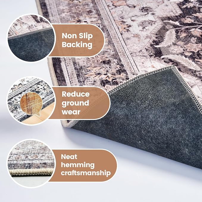 Office Chair Mat for Hardwood Tile Floor, 48"x60"Anti-Slip Under Desk Carpet Protector for Rolling Computer Chair Mat, Machine Washable Office Area Carpet (Chenille,Brown) - Image 4