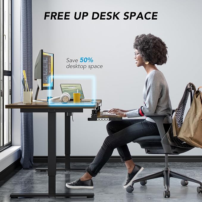 AX WABER Keyboard Tray Under Desk Pull Out with Extra Sturdy C Clamp Mount System, 27.3 (32.5 inch Including Clamps) x 11 Inch Slide-Out Platform Computer Drawer for Typing Vintage AX01WG02 - Image 4