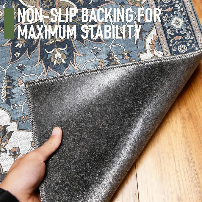 36"x48" Office Chair Mat for Hardwood, Under Desk Chair Mat for Home Office, Anti-Slip Office Rugs for Rolling Chairs, Floor Protector Washable Rugs Blue - Image 4
