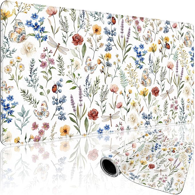 Large Gaming Mouse Pad Desk Mat 31.5"x15.7" Non-Slip Weeds Floral | Extended Mousepad, Non-Slip Rubber Base , Stitched Edges, for Computer/Laptop/Office/Home by Mcapirivo