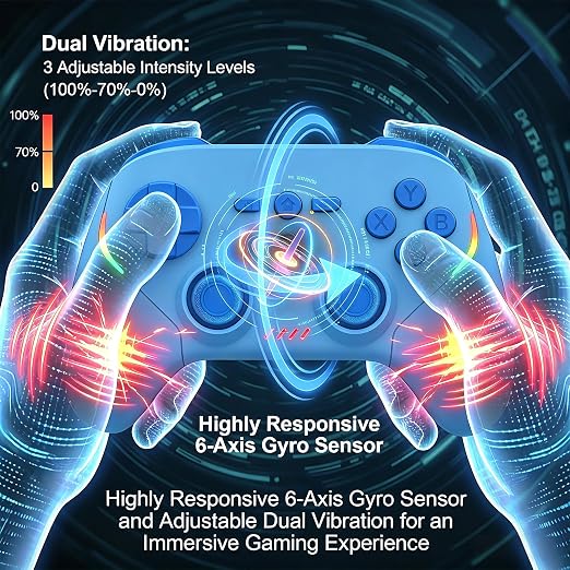 Megadream Phone Controller for PC/Switch 2|Swith/Android/iPad/Tablet/iPhone Controller - RGB light - Hall Effect Trigger/Joystick - Call of Duty, Roblox, Genshin Impact, Direct Play, Blue - Image 4