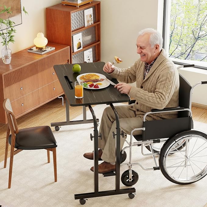 Furist Overbed Table with Wheels, Adjustable Height and Width Rolling Desk for Bed and Recliner, Laptop Table for Hospital, Sofa and Wheelchair Use - Image 6