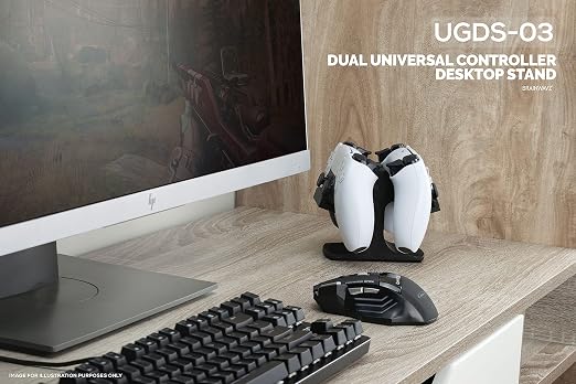 Dual Game Controller Desktop Holder Stand - Universal Design for Xbox ONE, PS5, PS4, PC, Steelseries, Steam & More, Reduce Clutter UGDS-03 (Black) - Image 5