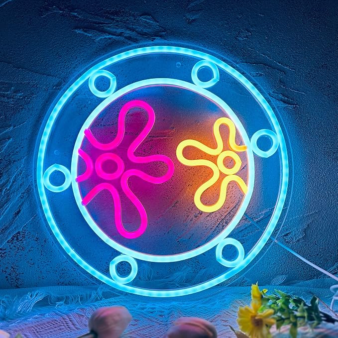 manimo Ocean World Porthole Neon Lights, LED Under Sea Porthole Neon Signs for Wall Decor,USB Night Light for Game Room Bedroom Birthday Wedding Party Gifts(13.3 * 13.3in) by Manimo