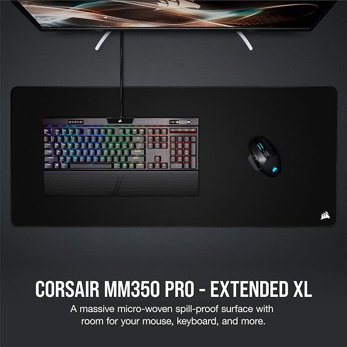 Corsair MM350 PRO Extended XL Premium Spill-Proof Cloth Gaming Mouse Pad – 36.6” Width x 15.7” Height Surface – Black,(Pack of 10) - Image 2