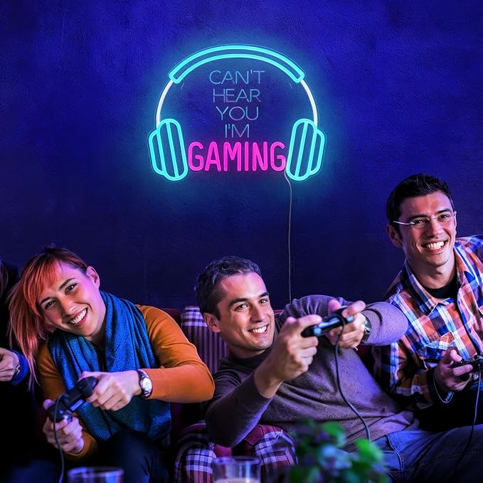 Kavaas Gamer Neon Sign, Neon Headphone Signs for Gaming Room Decor - Can't Hear You I'm Gaming Headset LED Light Sign for Teen Boys Room Decor - Best Gamer Gifts for Teenage Boys, Kids - Image 6