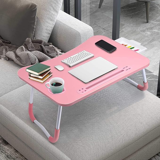 Slendor Bed Desk for Laptop and Writing with Storage, Cup Holder, Light - Image 8