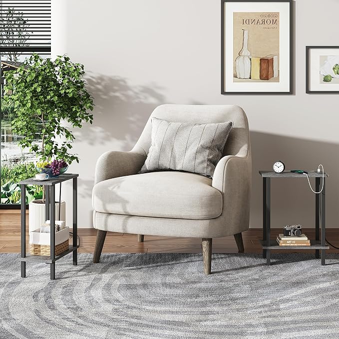 TUTOTAK Narrow Side Table Set of 2, Small End Table with Charging Station - Image 9